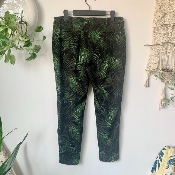 Dorothy Perkins Green Black Leaf Print Slim Trouser Dress Pants Resort Corpcore - Picture 4 of 16